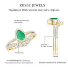 Rosec Jewels-Natural Emerald Diamond Pear Shaped Engagement Wedding Ring Set of 2