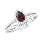 Rosec Jewels-Natural 5X7mm Pear Shape Garnet Diamond Wedding Engagement Ring Set