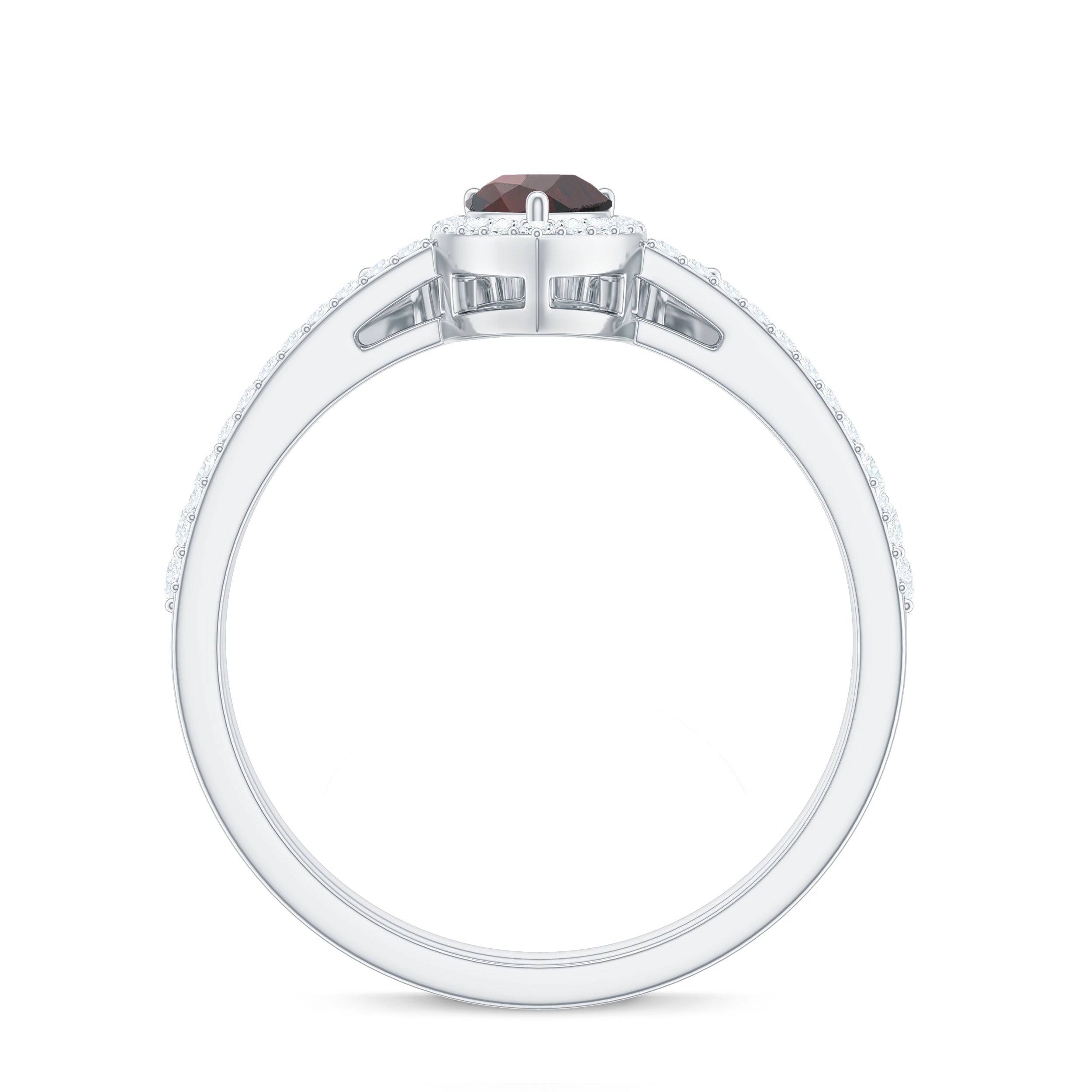 Rosec Jewels-Natural 5X7mm Pear Shape Garnet Diamond Wedding Engagement Ring Set