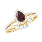 Rosec Jewels-Natural 5X7mm Pear Shape Garnet Diamond Wedding Engagement Ring Set