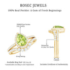 Real 1 Carat Peridot Pear Shaped Engagement Ring with Curved Enhancer AAA - Rosec Jewels