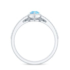 Rosec Jewels-Genuine Aquamarine Teardrop Bridal Ring Set with Diamond Halo