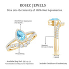 Rosec Jewels-Genuine Aquamarine Teardrop Bridal Ring Set with Diamond Halo