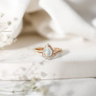 Certified Natural Ethiopian Opal Teardrop Wedding Engagement Ring Set of 2 AAA - Rosec Jewels