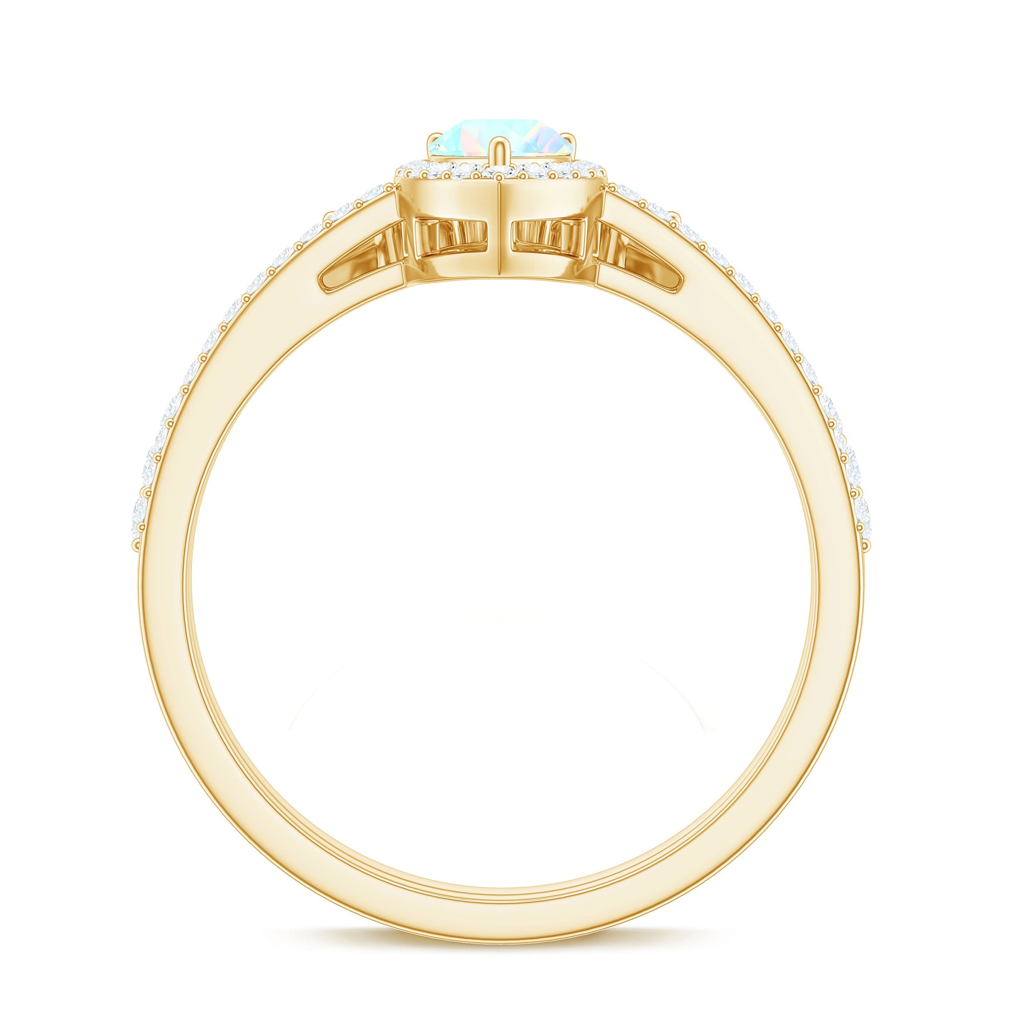 Ethiopian Opal Designer Teardrop Ring Set with Moissanite Halo Ethiopian Opal - ( AAA ) - Quality - Rosec Jewels