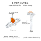 Fire Opal Designer Teardrop Ring Set with Moissanite Halo AAA - Rosec Jewels
