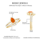 Fire Opal Designer Teardrop Ring Set with Moissanite Halo AAA - Rosec Jewels