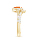 Fire Opal Designer Teardrop Ring Set with Moissanite Halo AAA - Rosec Jewels