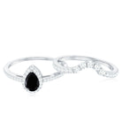 Rosec Jewels-Natural Black Spinel Pear Shaped Engagement Ring with Moissanite Enhancer