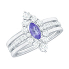 Rosec Jewels-Marquise Cut Tanzanite Solitaire Ring Set with Diamond