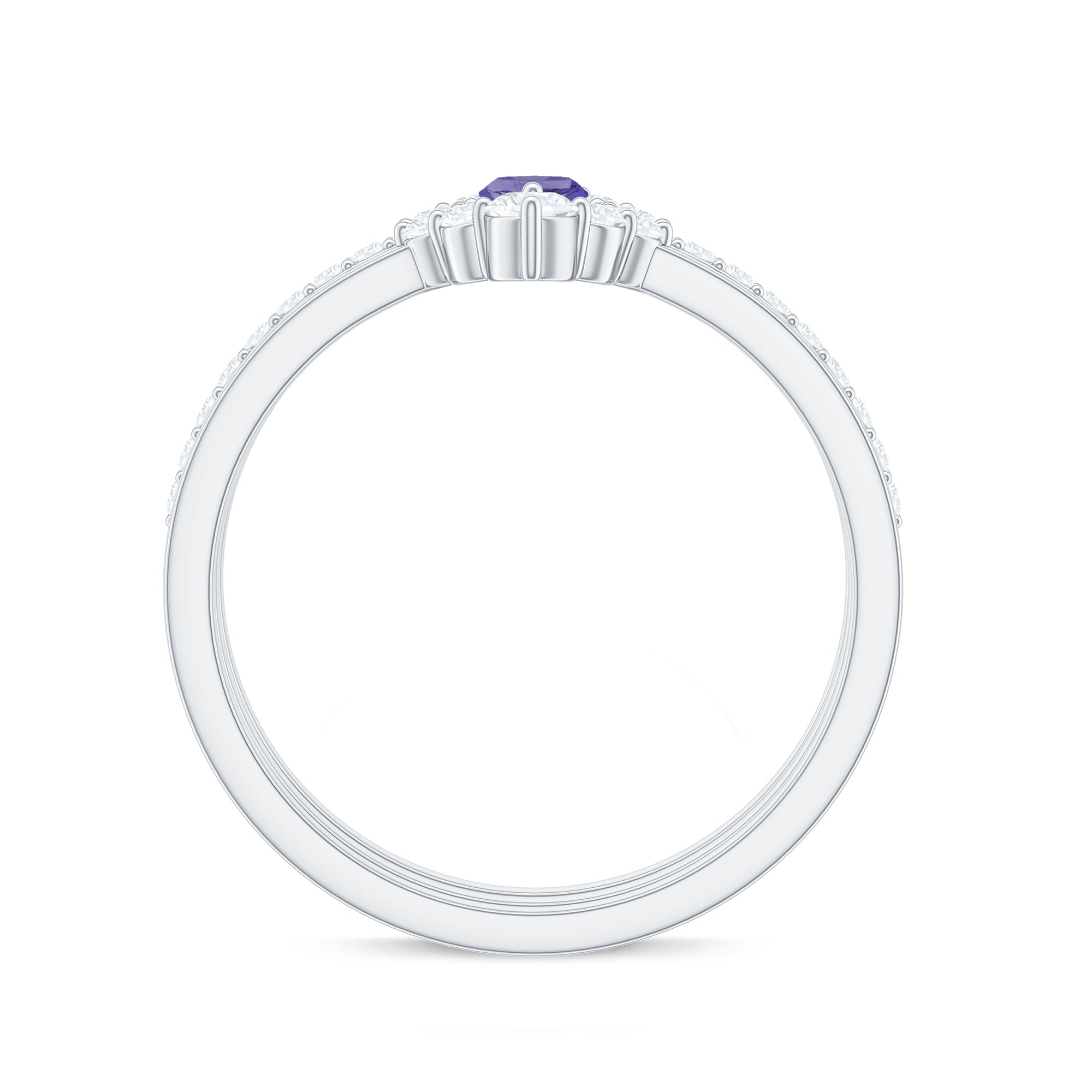 Rosec Jewels-Marquise Cut Tanzanite Solitaire Ring Set with Diamond