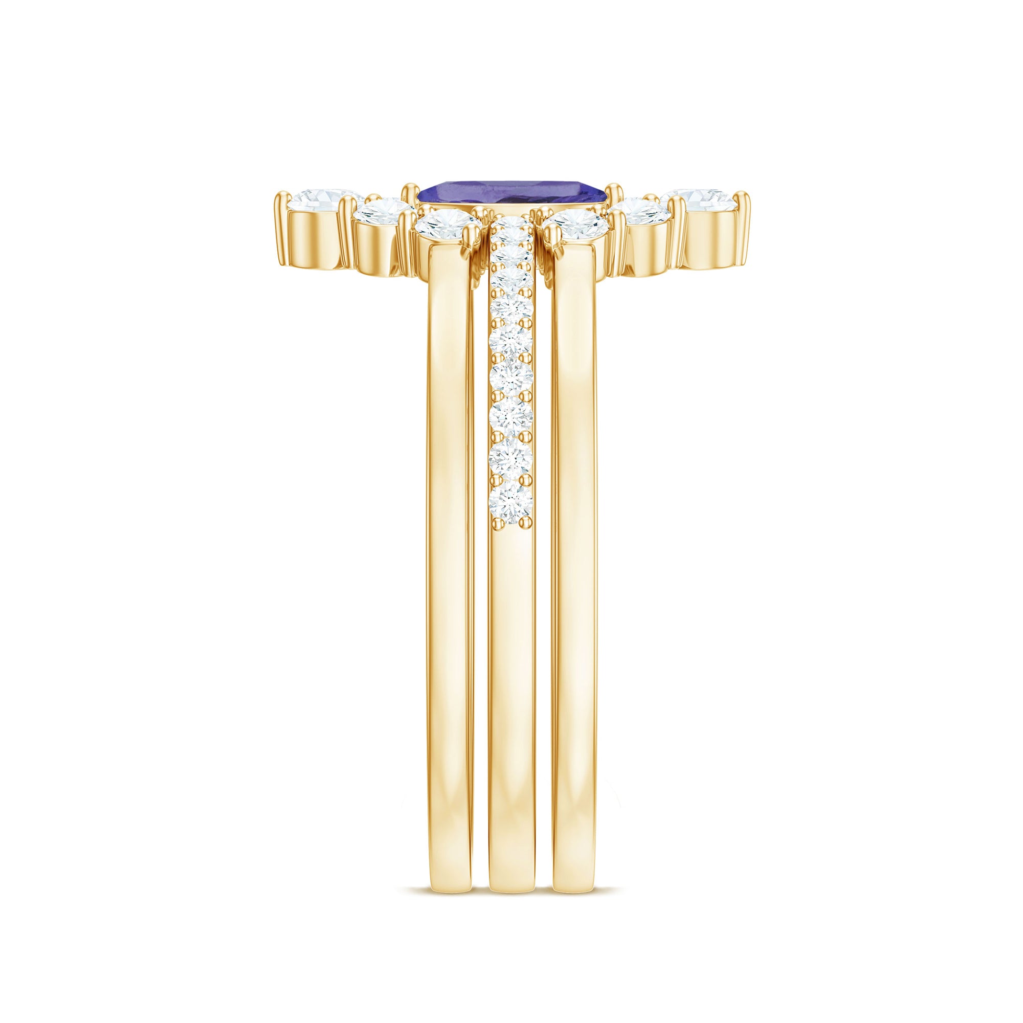 Rosec Jewels-Marquise Cut Tanzanite Solitaire Ring Set with Diamond