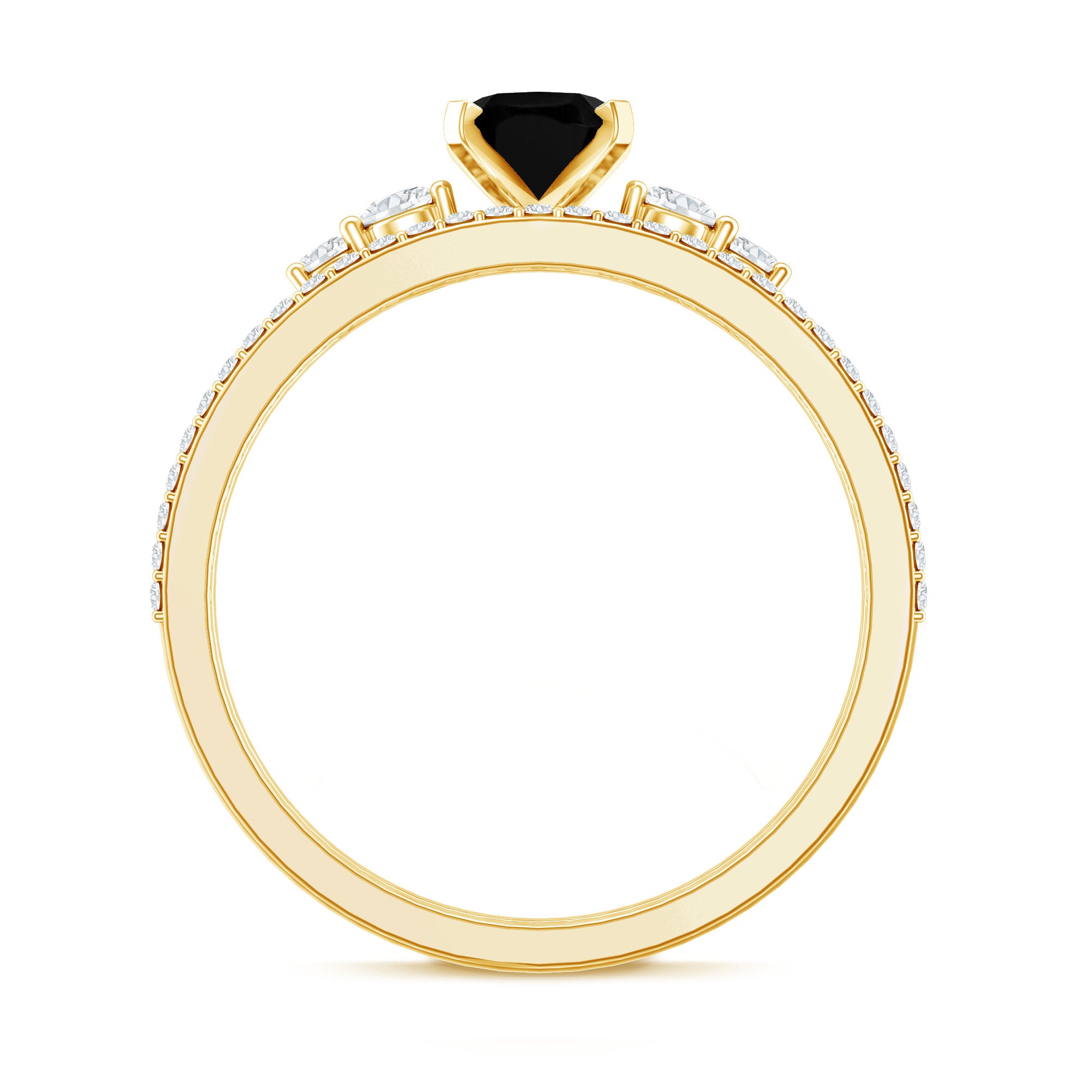 Certified Oval Lab Grown Black and White Diamond Wedding Engagement Ring Set AAAA ( Synthetic ) - Rosec Jewels