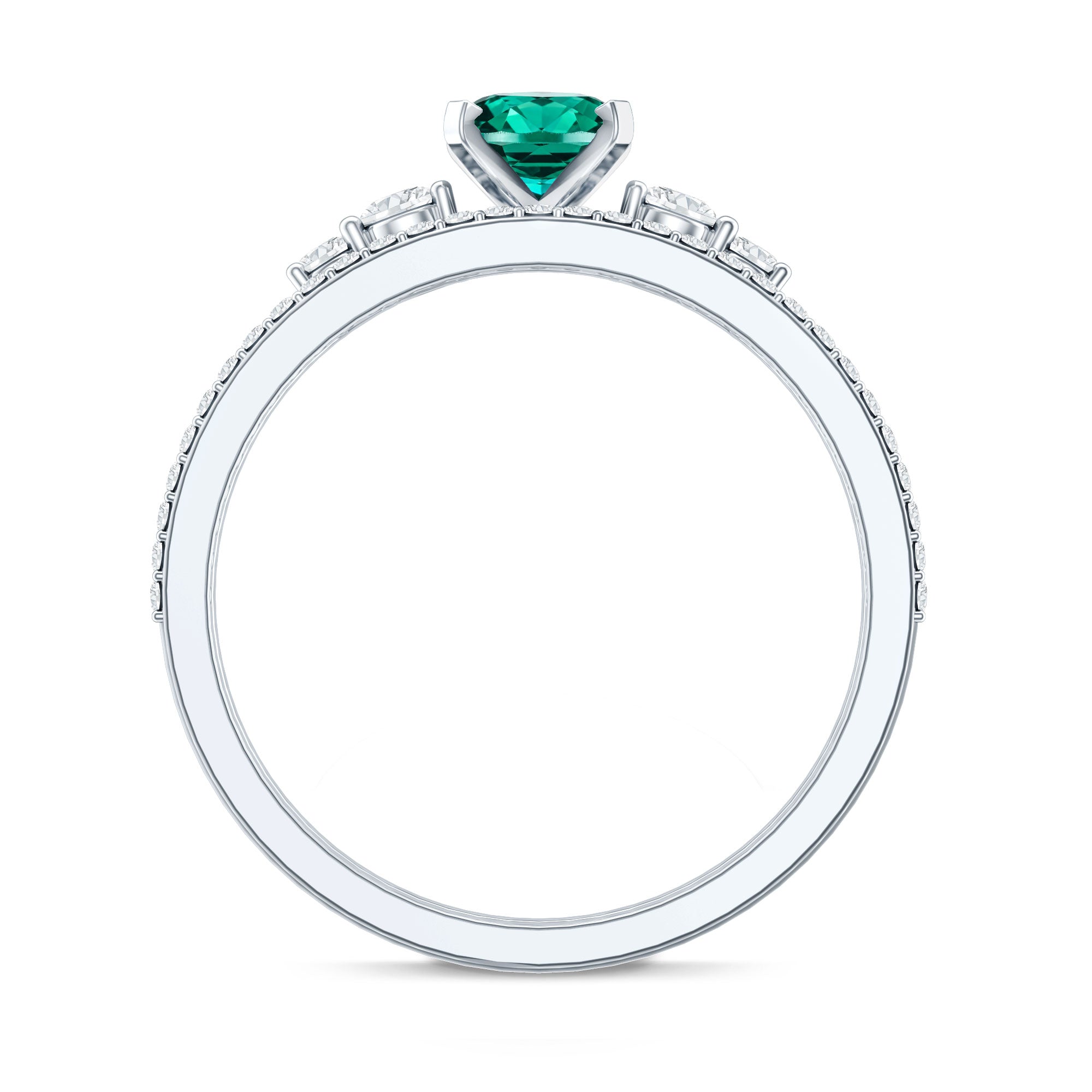 Certified Oval Lab Grown Emerald Diamond Engagement Ring Set AAAA - Rosec Jewels