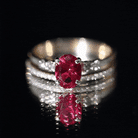 1.5 Carat Oval Lab Created Ruby Solitaire Bridal Ring Set with Diamond AAAA - Rosec Jewels