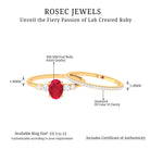 2 CT Oval Created Ruby Solitaire Ring Set with Diamond Lab Created Ruby - ( AAAA ) - Quality - Rosec Jewels
