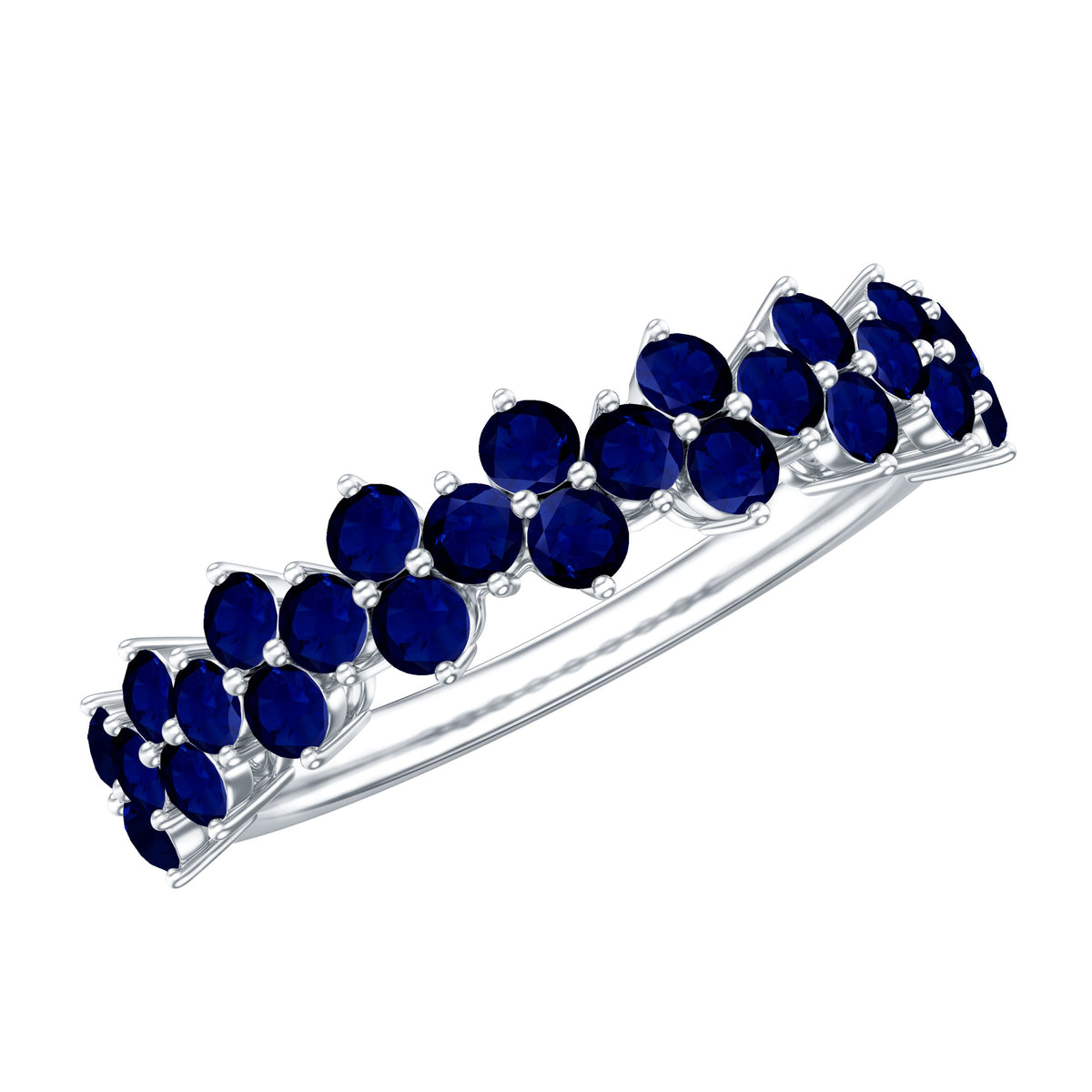 Natural Blue Sapphire Half Eternity Anniversary Ring AAA - Rosec Jewels