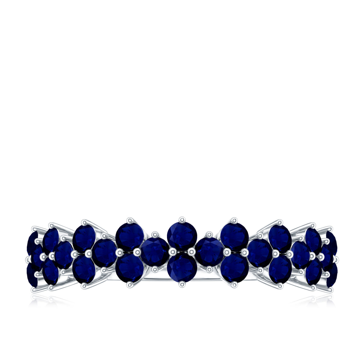 Natural Blue Sapphire Half Eternity Anniversary Ring AAA - Rosec Jewels