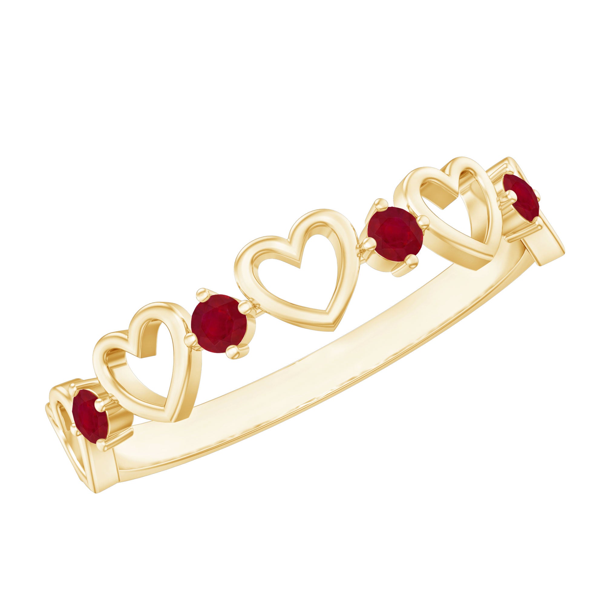 Natural Ruby Heart Eternity Ring for Promise AAA - Rosec Jewels
