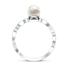 2 Carat Freshwater Pearl Vintage Looking Engagement Ring with Diamond AAA - Rosec Jewels