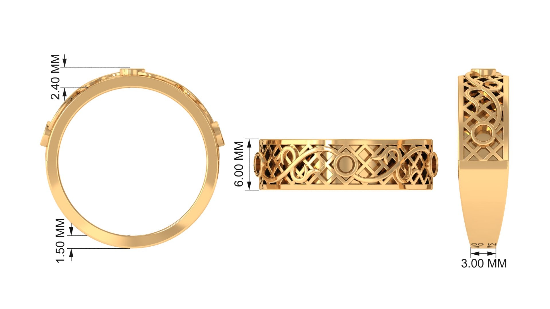 Rosec Jewels-Bezel Set Round Diamond Filigree Ring
