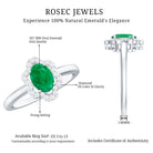 Rosec Jewels-Natural 5X7mm Oval Emerald Engagement Ring with Diamond