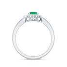 Rosec Jewels-Natural 5X7mm Oval Emerald Engagement Ring with Diamond