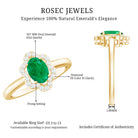 Rosec Jewels-Natural 5X7mm Oval Emerald Engagement Ring with Diamond