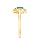 Rosec Jewels-Natural 5X7mm Oval Emerald Engagement Ring with Diamond