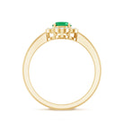 Rosec Jewels-Natural 5X7mm Oval Emerald Engagement Ring with Diamond