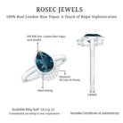Rosec Jewels-Genuine London Blue Topaz Diamond Engagement Ring in Bezel Setting