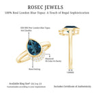 Rosec Jewels-Genuine London Blue Topaz Diamond Engagement Ring in Bezel Setting