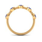 Rosec Jewels-Real Bezel Set Blue Sapphire Half Eternity Ring for Women