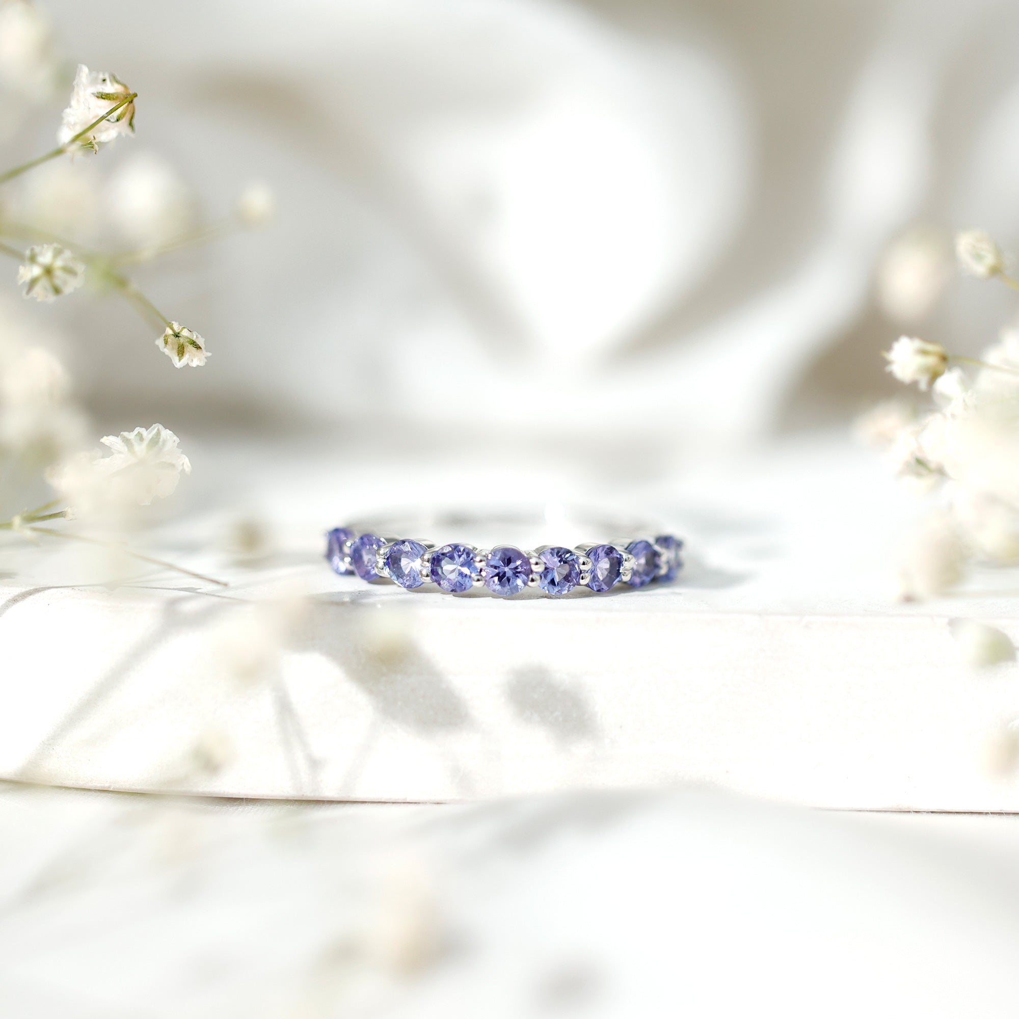 Rosec Jewels-Natural Tanzanite Half Eternity Ring with Certificate