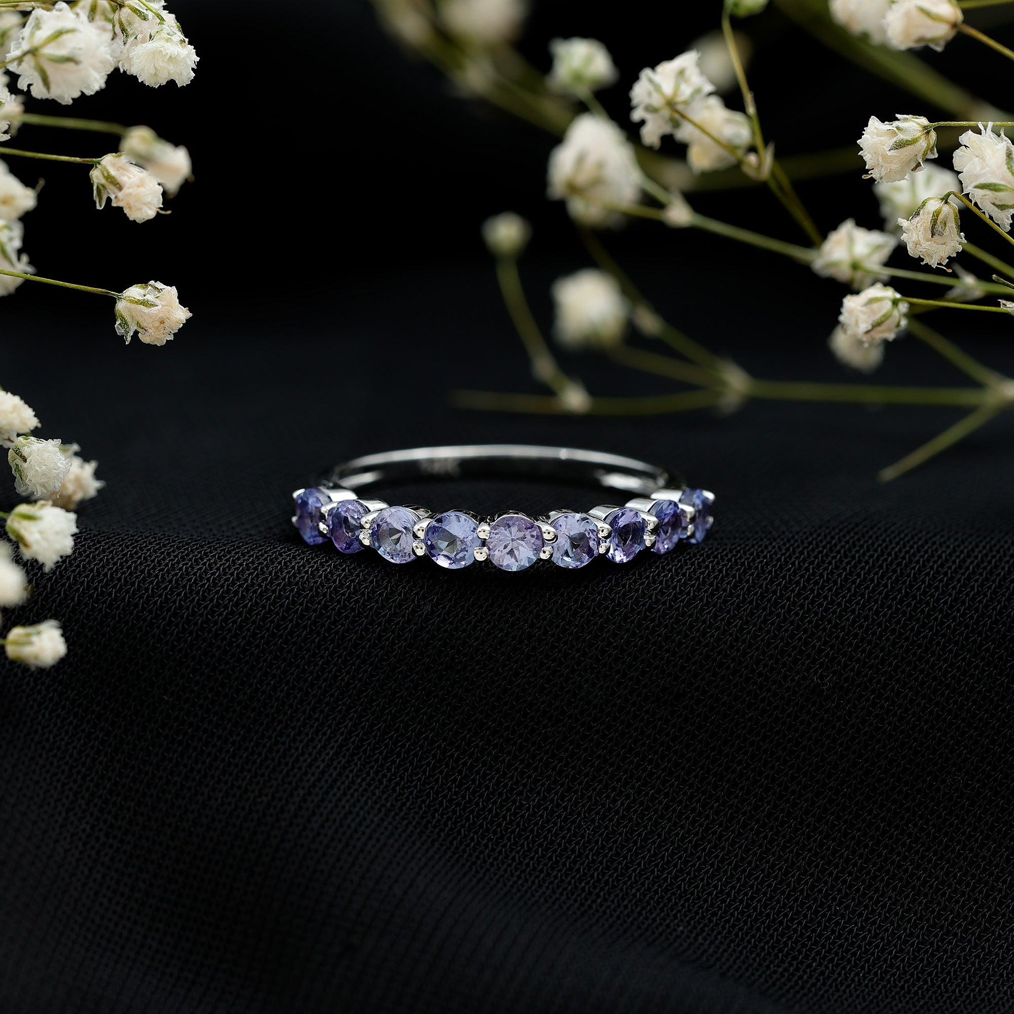 Natural Tanzanite Half Eternity Ring with Certificate – Rosec Jewels