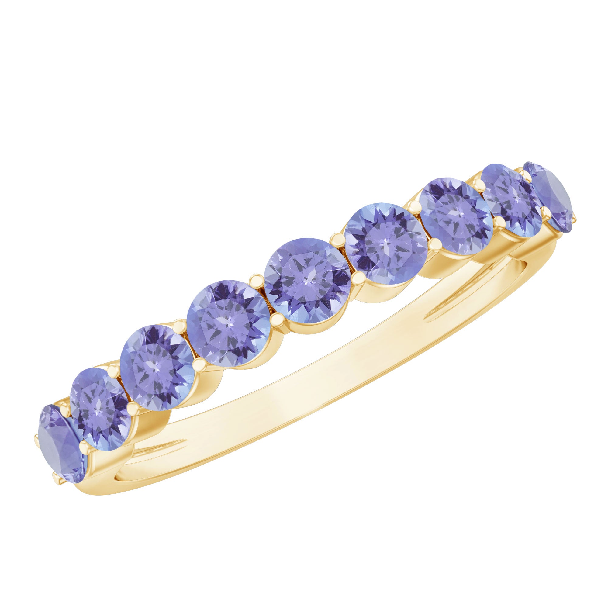 Rosec Jewels-Natural Tanzanite Half Eternity Ring with Certificate