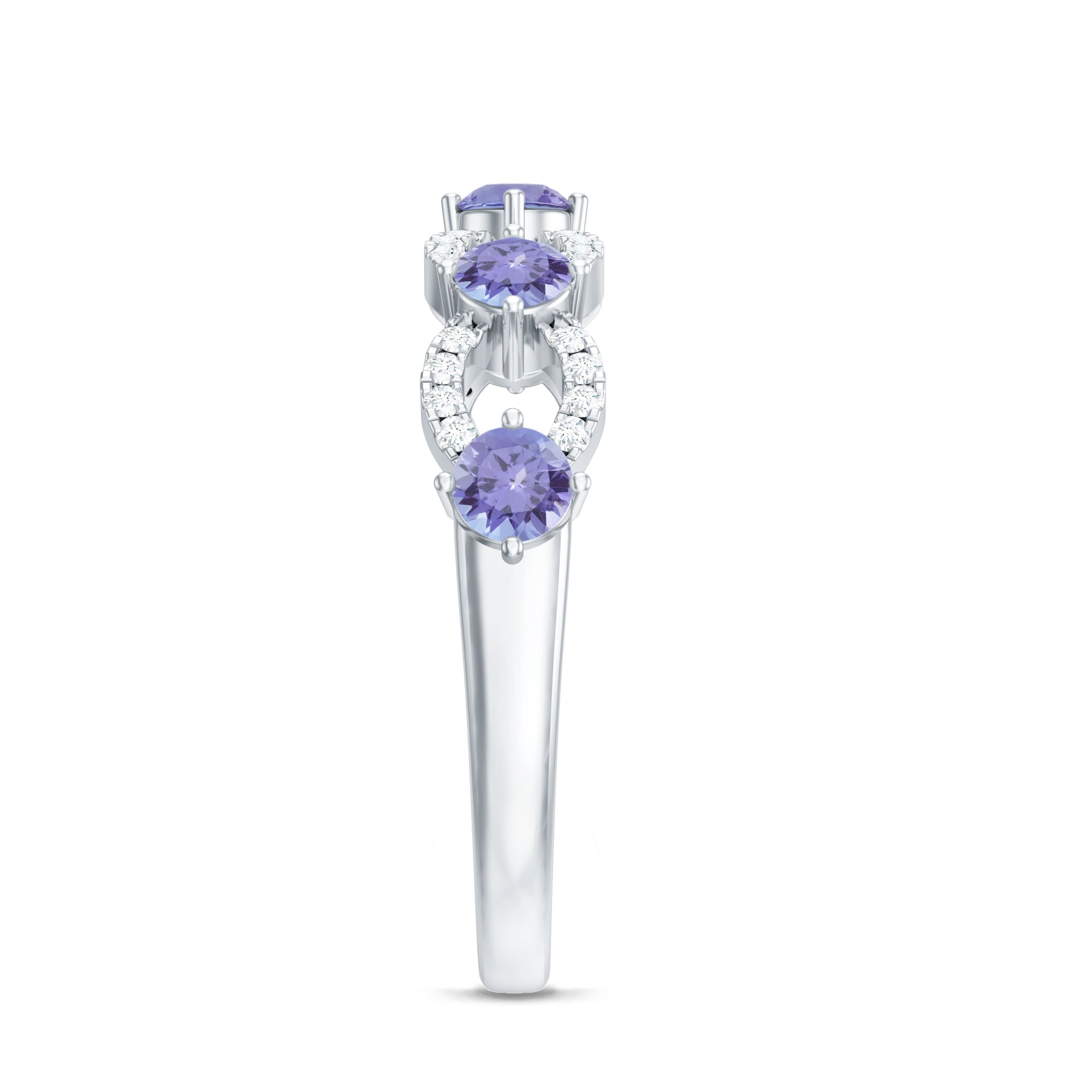 Rosec Jewels-Real Tanzanite Diamond Half Eternity Ring for Women