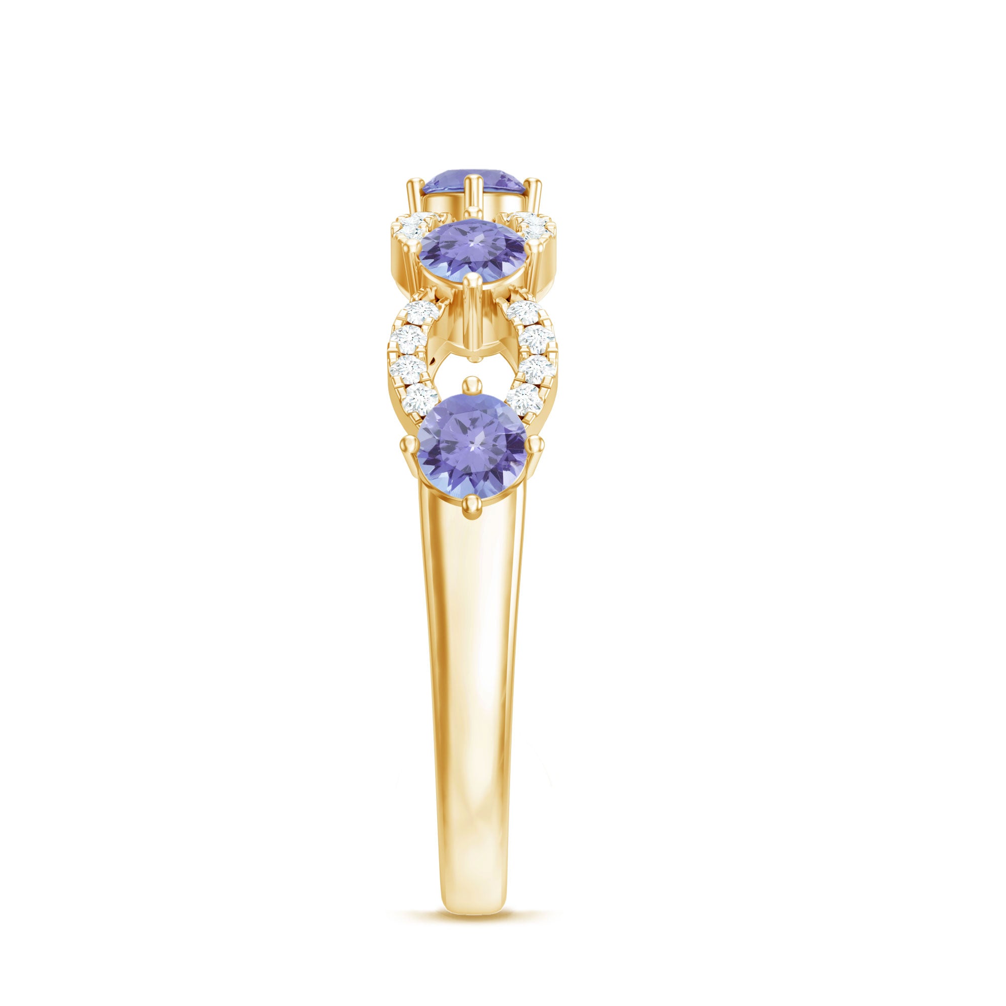Rosec Jewels-Real Tanzanite Diamond Half Eternity Ring for Women
