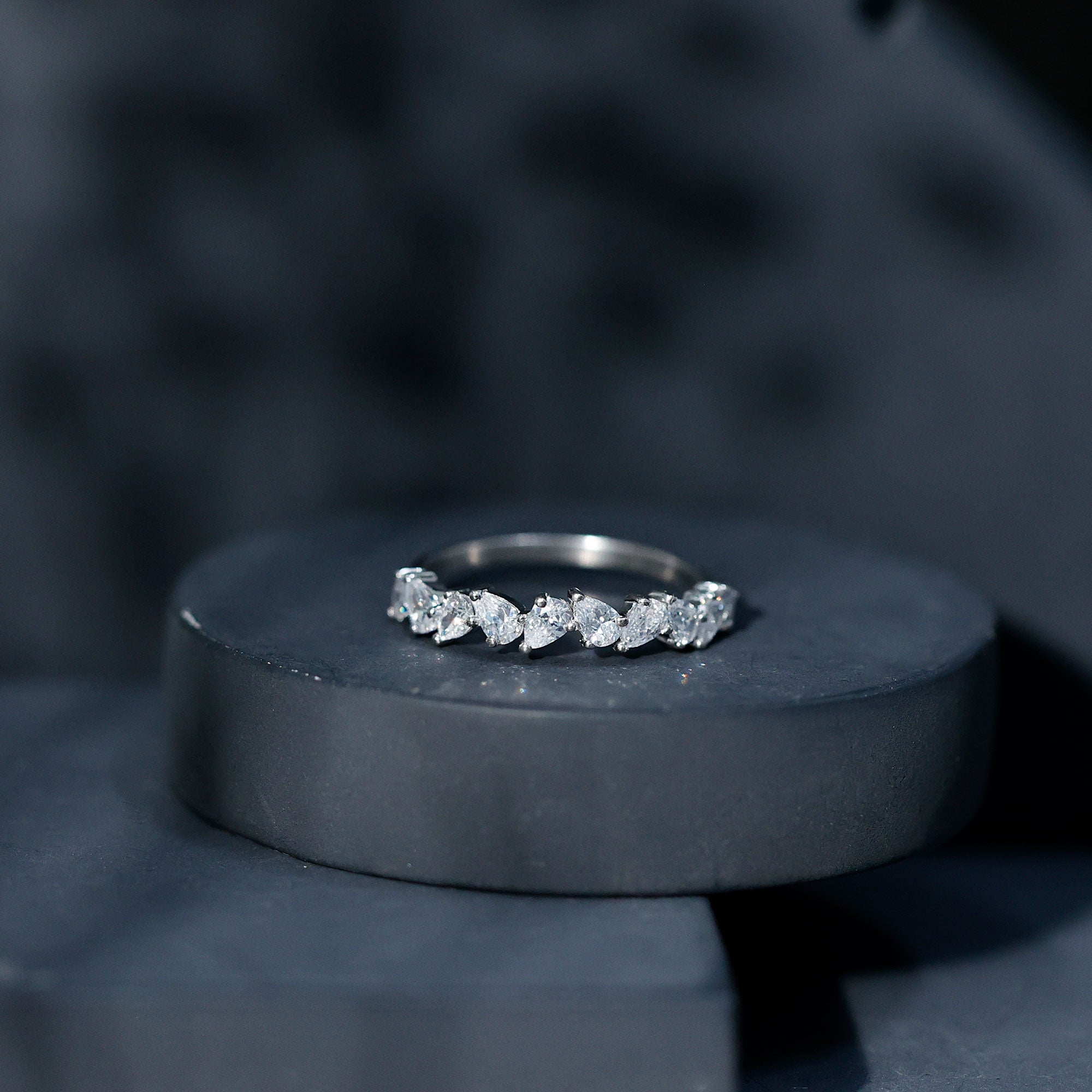 Rosec Jewels-Natural Pear Shape Diamond Half Eternity Ring for Women