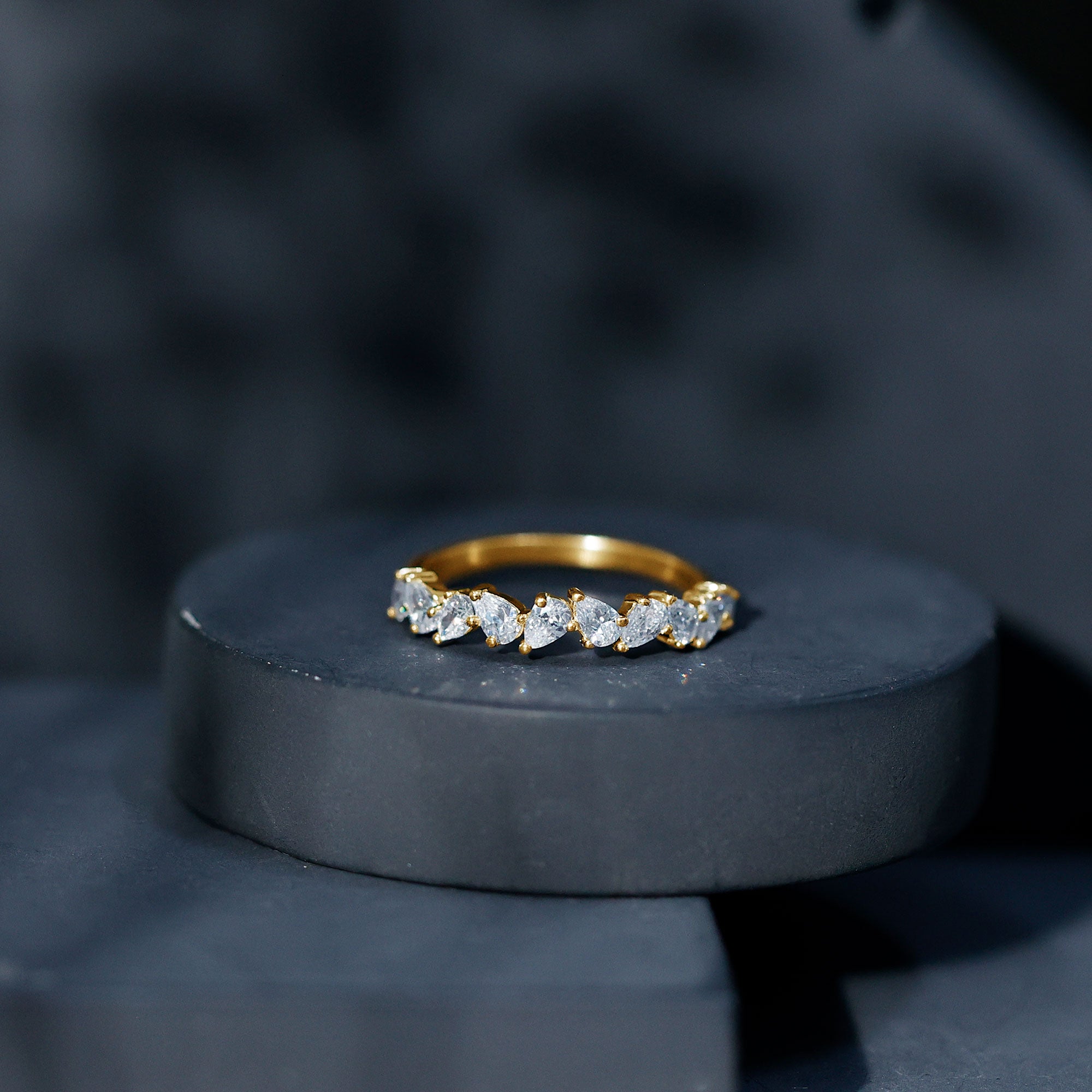 Rosec Jewels-Natural Pear Shape Diamond Half Eternity Ring for Women