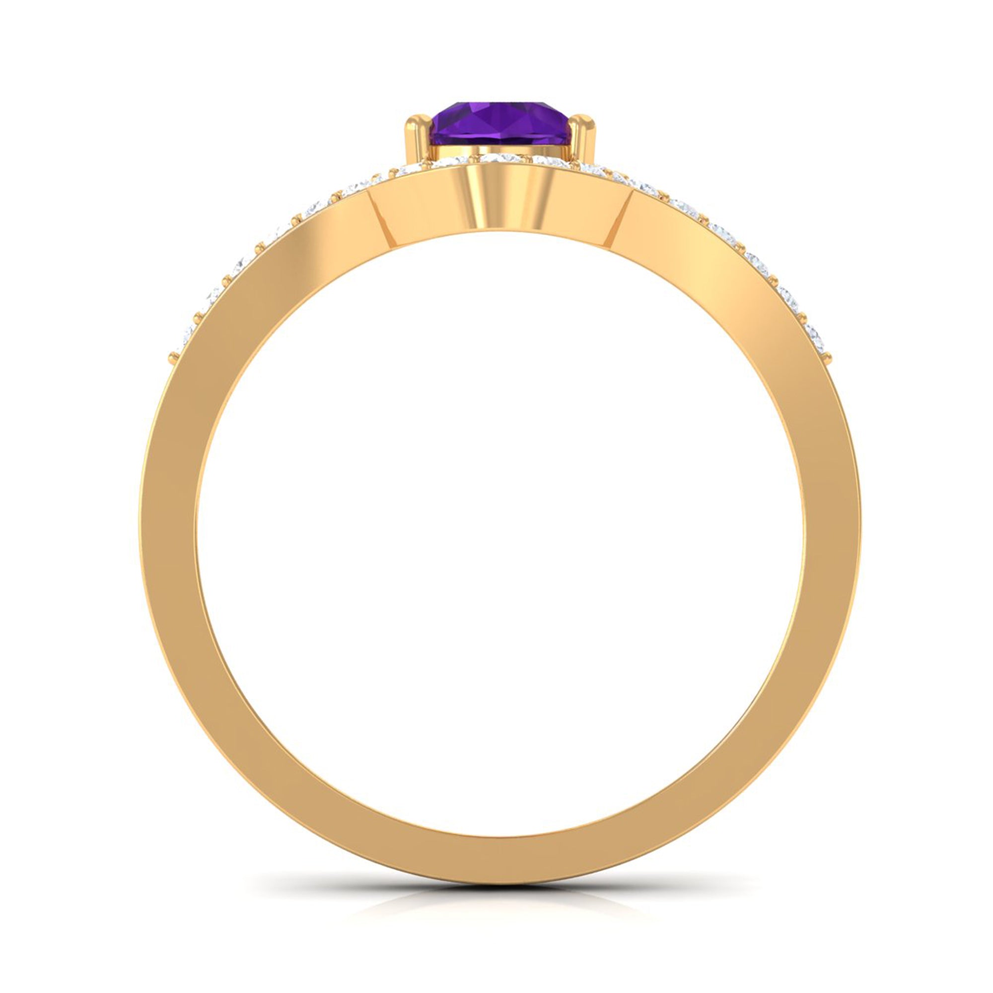 Rosec Jewels-Designer 1 Carat Pear Shape Amethyst Chevron Engagement Ring with Diamond