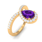 Rosec Jewels-Designer 1 Carat Pear Shape Amethyst Chevron Engagement Ring with Diamond