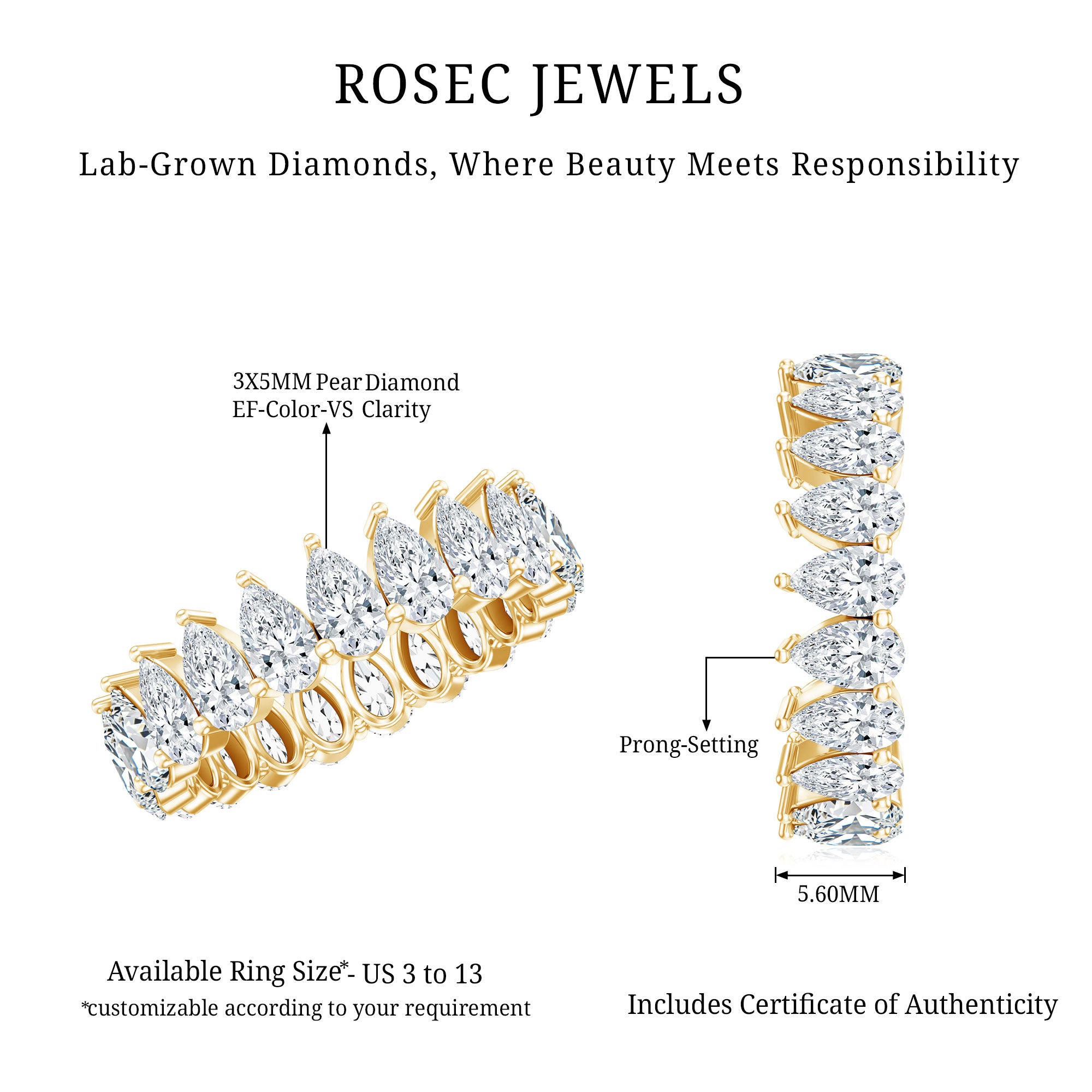 Rosec Jewels-Lab Grown Diamond Teardrop Wedding Band