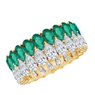 Pear Shape Lab Grown Emerald and Diamond Statement Wedding Band AAAA - Rosec Jewels