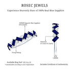 Certified Real Baguette Blue Sapphire Half Eternity Ring with Diamond AAA - Rosec Jewels