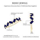 Certified Real Baguette Blue Sapphire Half Eternity Ring with Diamond AAA - Rosec Jewels