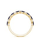 Certified Real Baguette Blue Sapphire Half Eternity Ring with Diamond AAA - Rosec Jewels