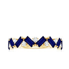 Certified Real Baguette Blue Sapphire Half Eternity Ring with Diamond AAA - Rosec Jewels