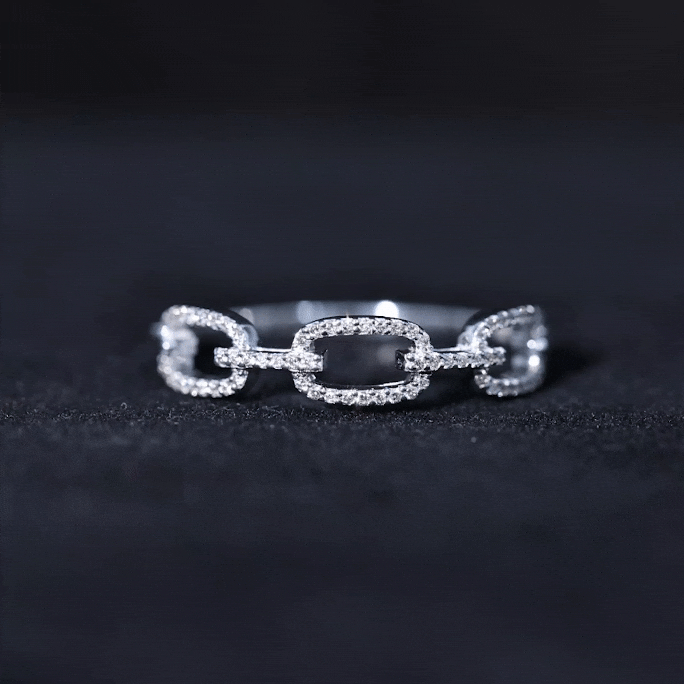 1/4 CT Minimal Diamond Chain Link Ring in Surface Prong Setting Diamond - ( HI-SI ) - Color and Clarity - Rosec Jewels
