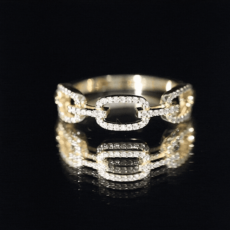 Certified Diamond Chain Link Ring in Prong Setting Natural - ( HI-SI ) - Rosec Jewels
